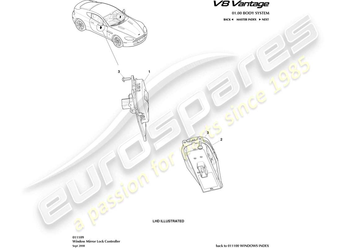 aston martin vantage gt8 (2017) window/mirror lock controller part diagram