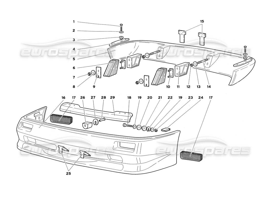 lamborghini diablo sv (1999) bumpers parts diagram