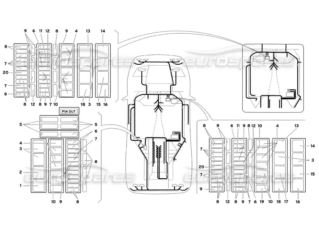 lamborghini diablo sv (1999) electrical system parts diagram