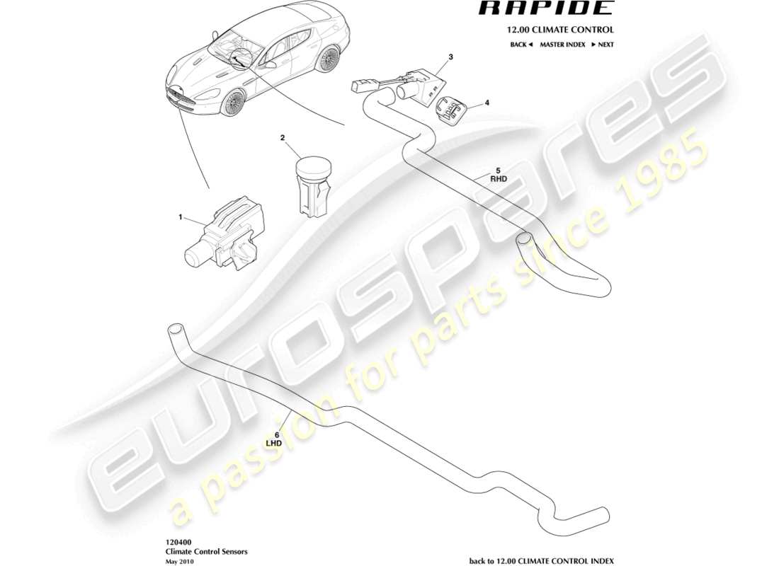 aston martin rapide (2018) sensors part diagram