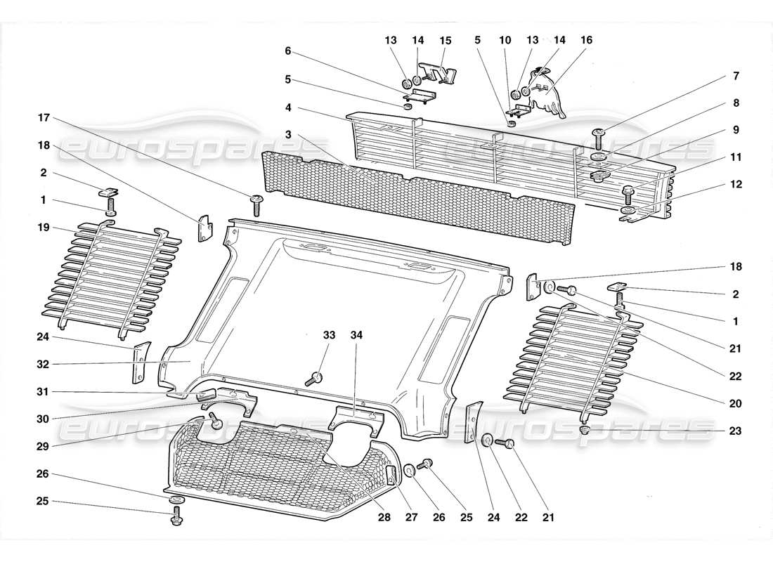 lamborghini diablo roadster (1998) rear coque elements part diagram