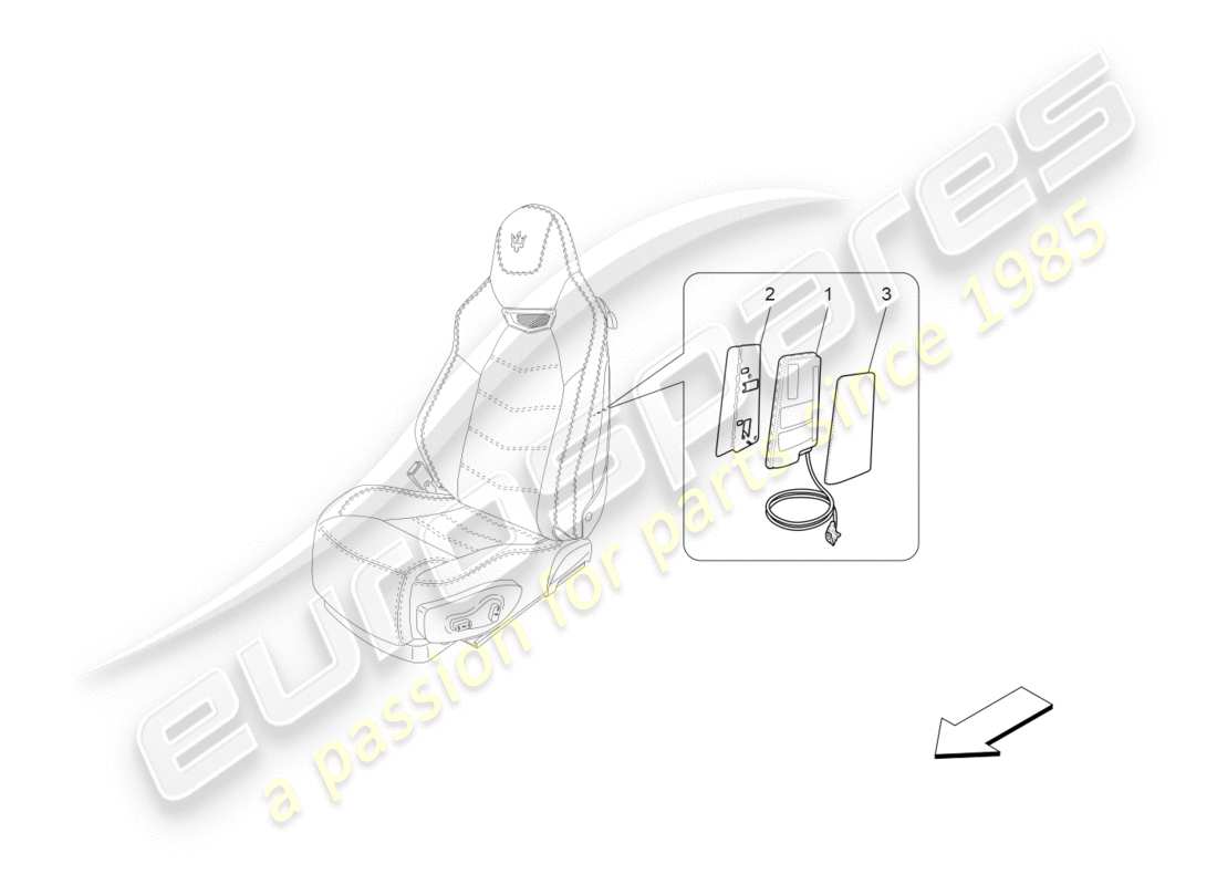 maserati granturismo s (2015) front side bag system part diagram