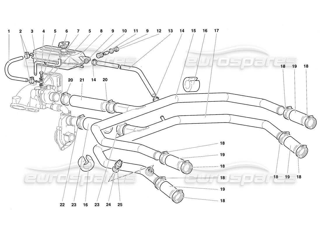 lamborghini diablo sv (1997) water cooling system parts diagram