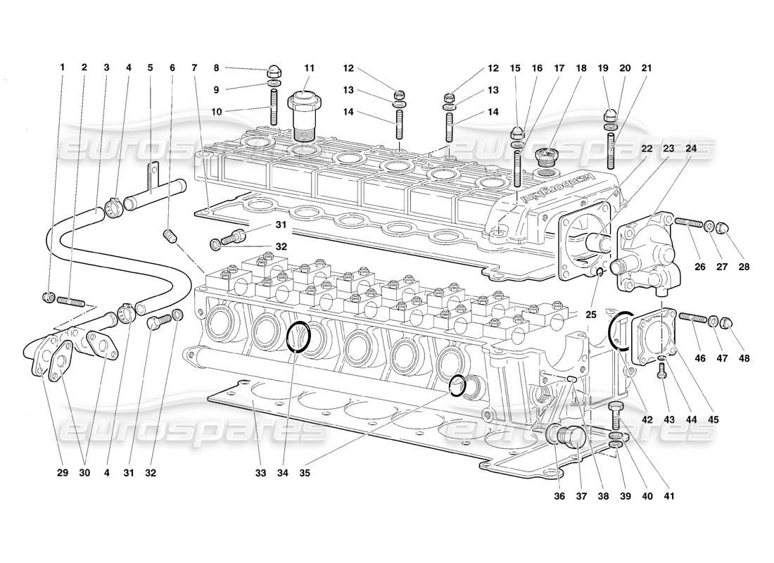 lamborghini diablo sv (1998) accessories for left cylinder head part diagram