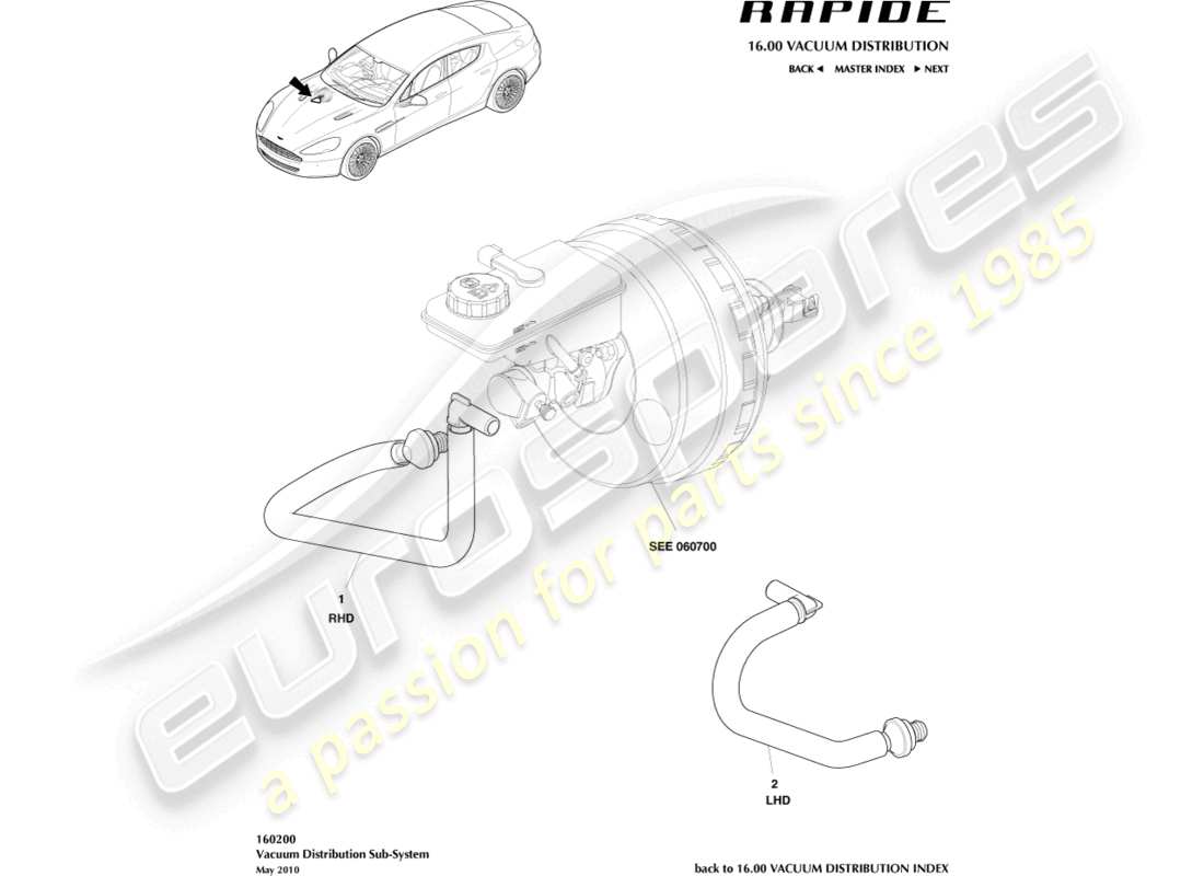 aston martin rapide (2017) vacuum distribution subsystem part diagram