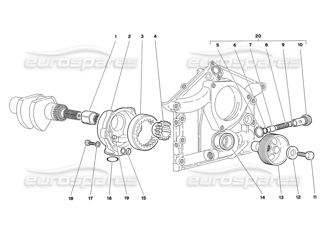 lamborghini diablo sv (1999) engine oil pump part diagram