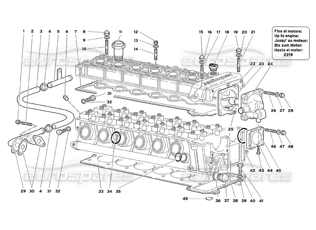 lamborghini diablo sv (1999) accessories for left cylinder head part diagram