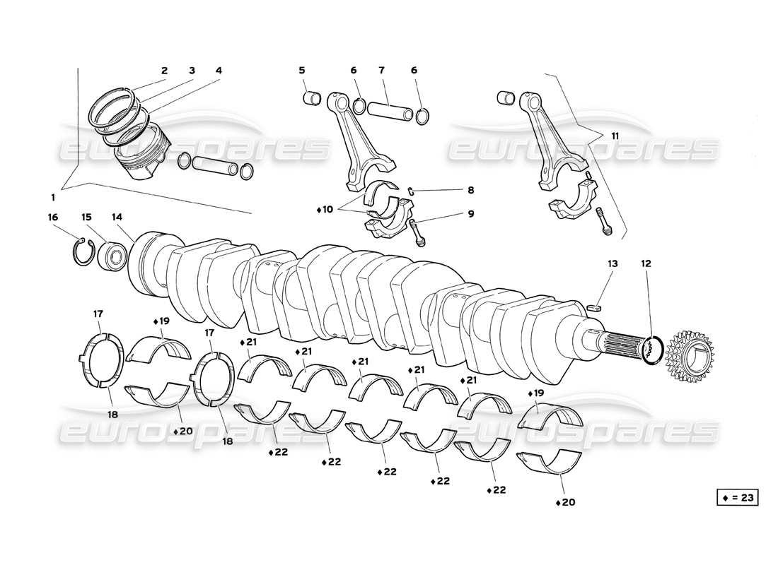 lamborghini diablo sv (1999) crankgears parts diagram