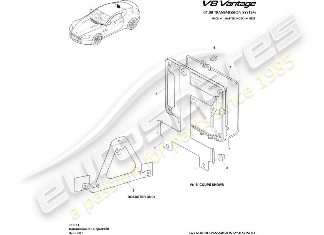 aston martin v8 vantage (2015) transmission ecu part diagram