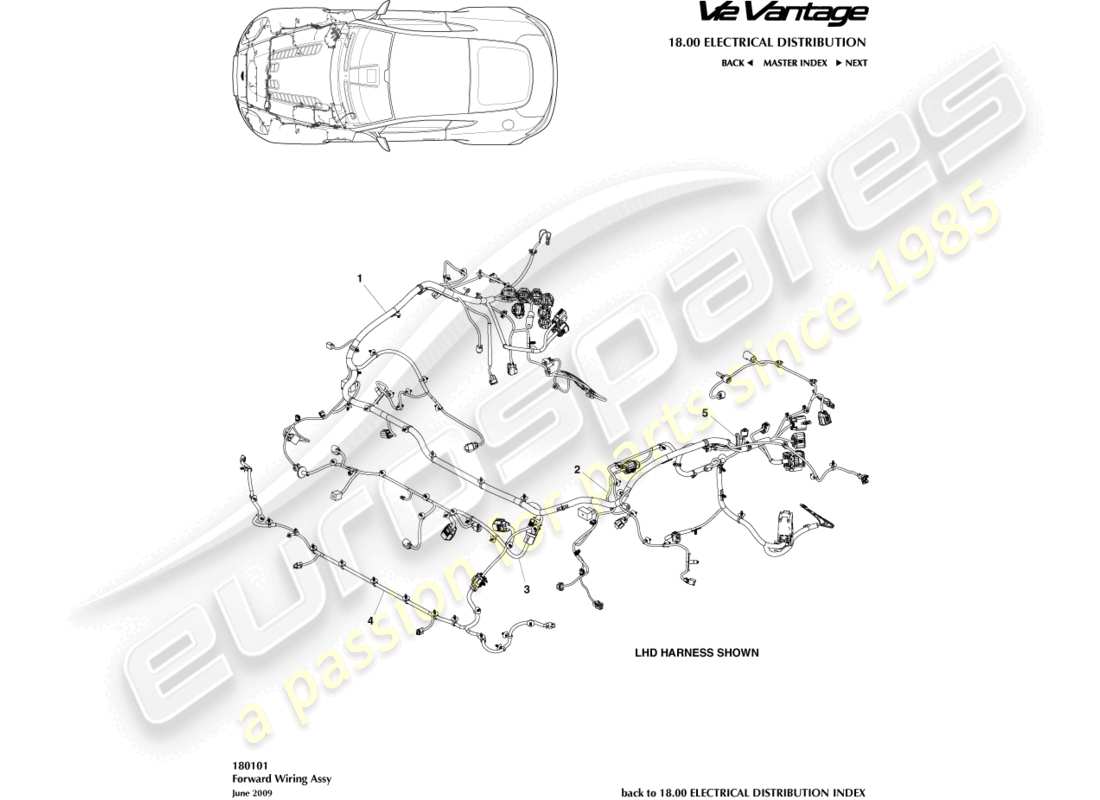 aston martin v12 vantage (2013) engine bay harness part diagram