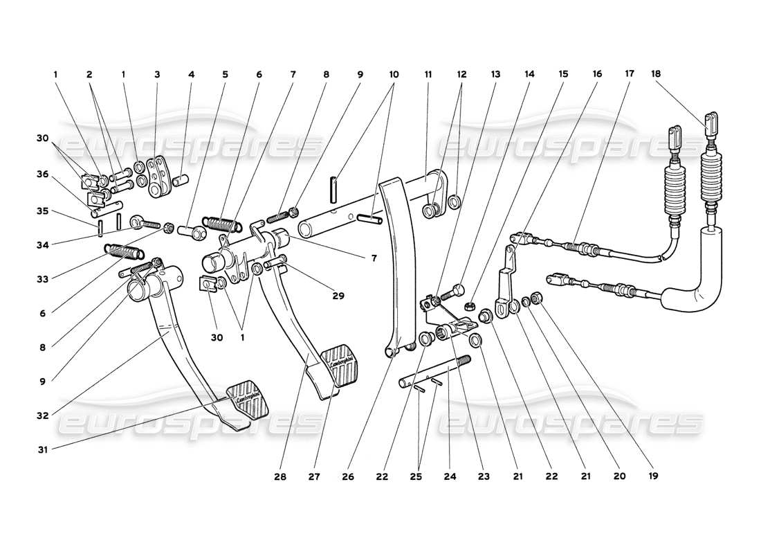 lamborghini diablo 6.0 (2001) pedals part diagram