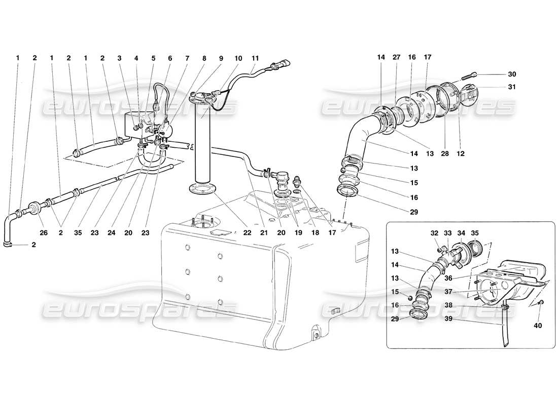 lamborghini diablo sv (1998) fuel system part diagram