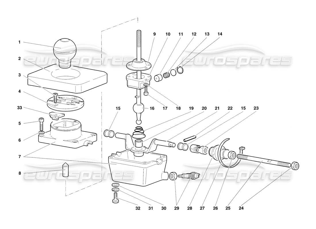 lamborghini diablo sv (1998) gearbox control tower part diagram