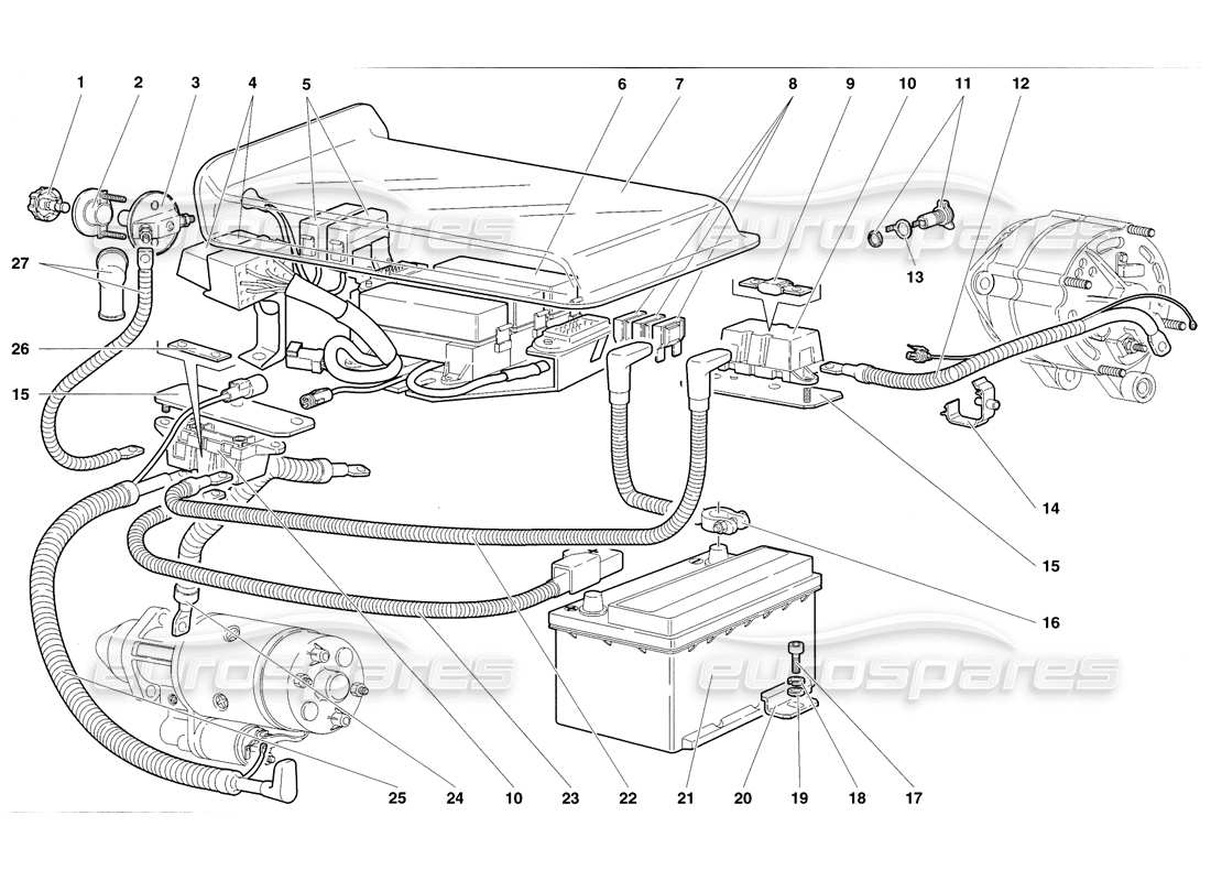 lamborghini diablo sv (1998) electrical system part diagram