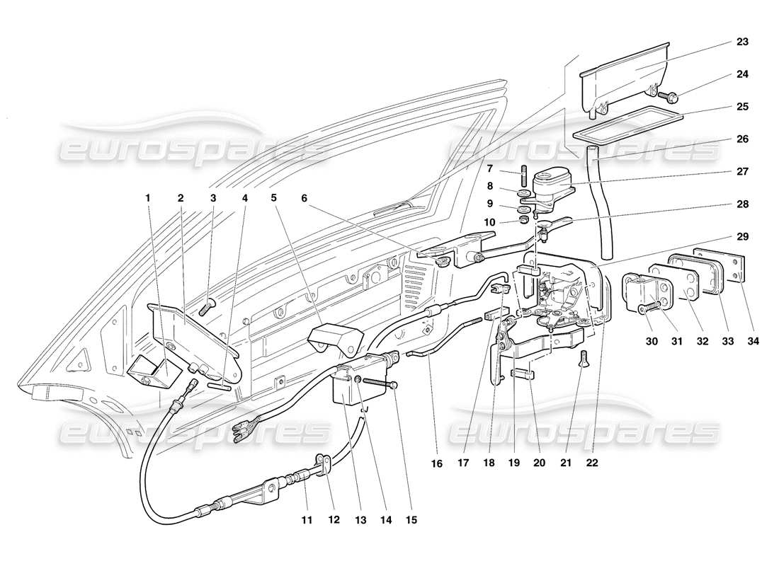 lamborghini diablo sv (1998) doors part diagram