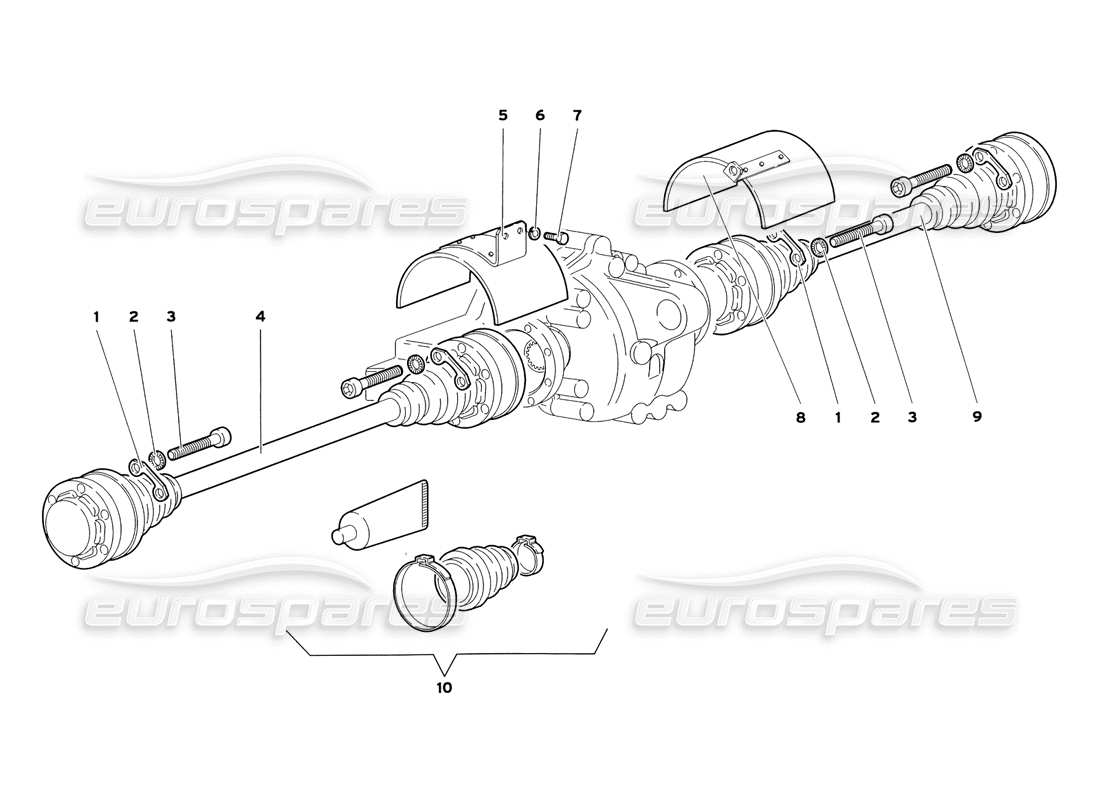 lamborghini diablo sv (1999) driveshafts and propeller shaft part diagram