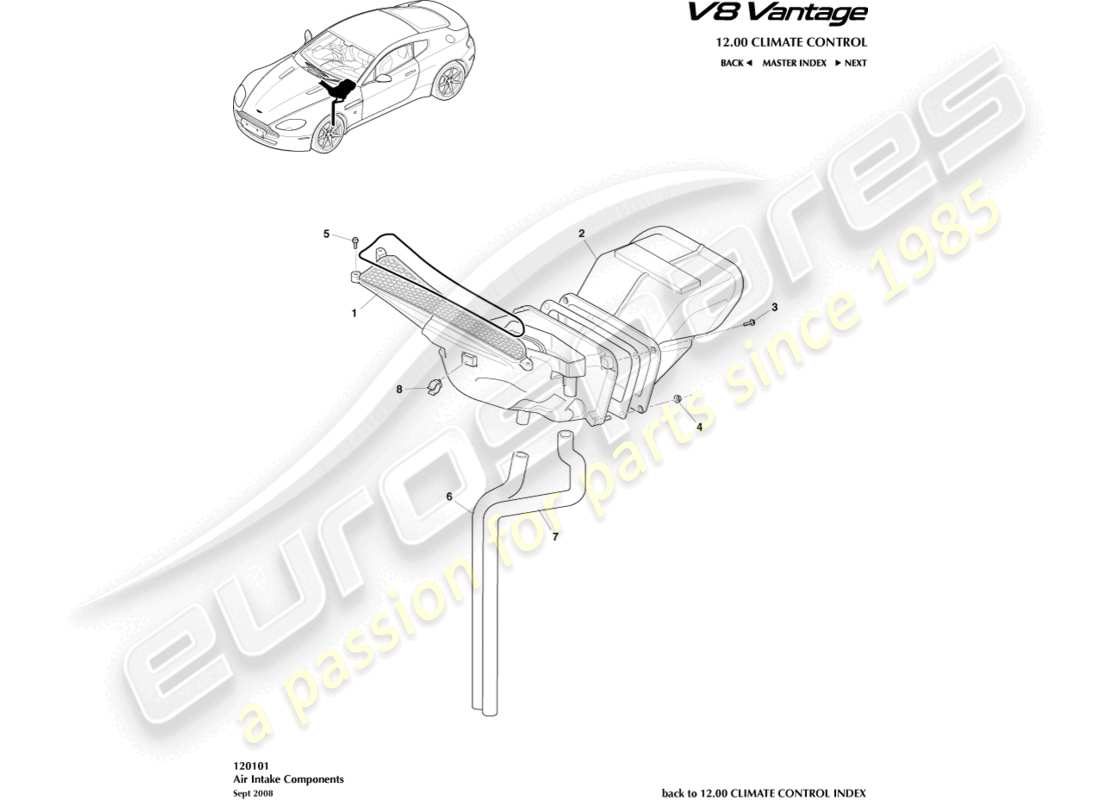 aston martin vantage gt8 (2017) air intake ducts parts diagram