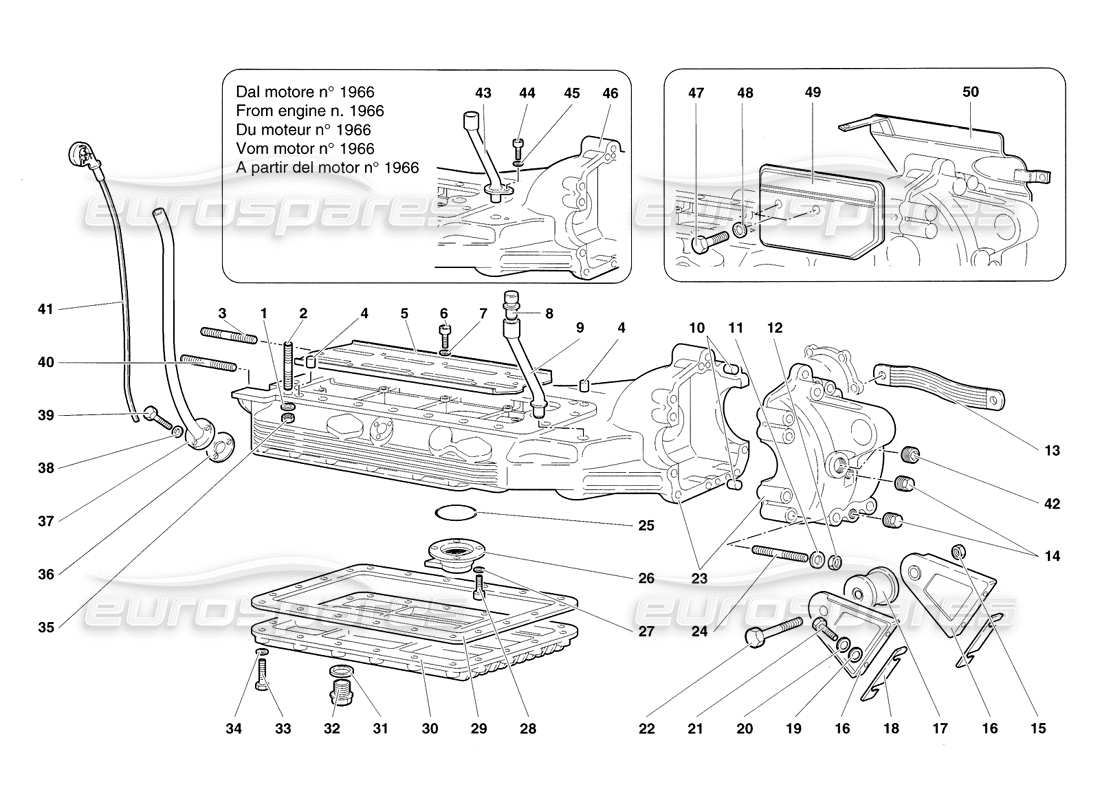 lamborghini diablo sv (1998) oil sump part diagram