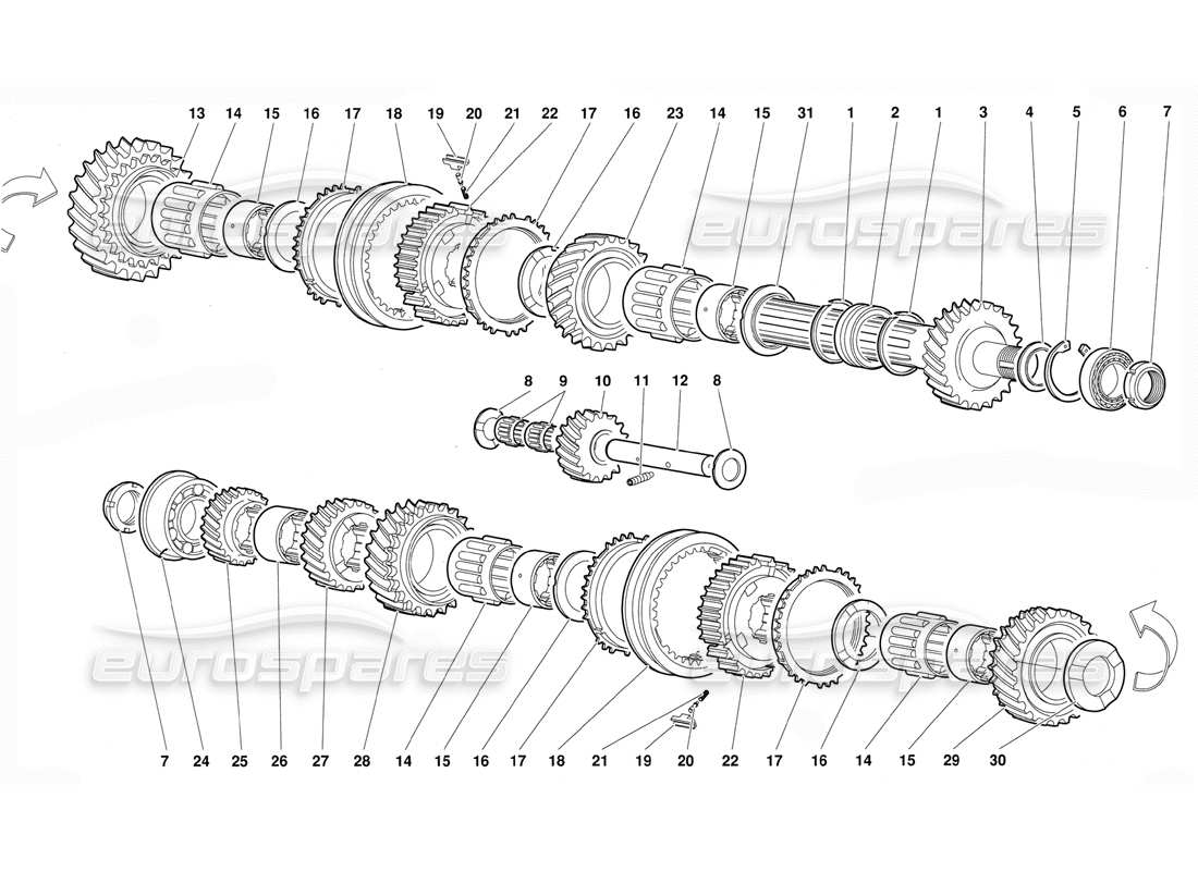 lamborghini diablo (1991) driven shaft parts diagram