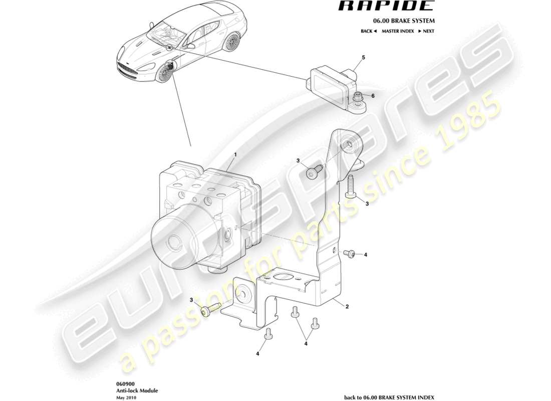 aston martin rapide (2013) anti-lock module part diagram