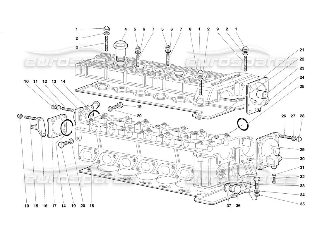 lamborghini diablo sv (1998) accessories for right cylinder head part diagram