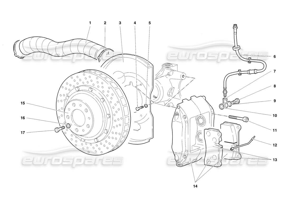 lamborghini diablo sv (1998) front brakes part diagram