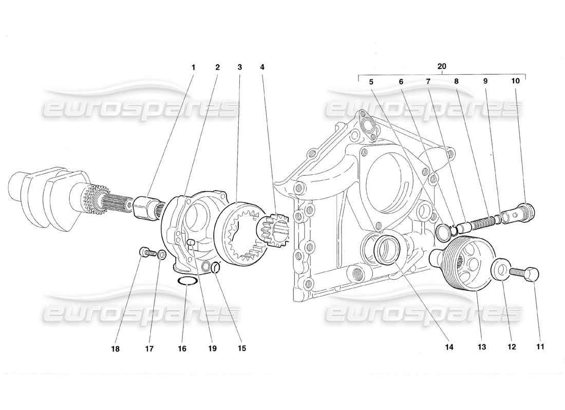 lamborghini diablo roadster (1998) engine oil pump parts diagram