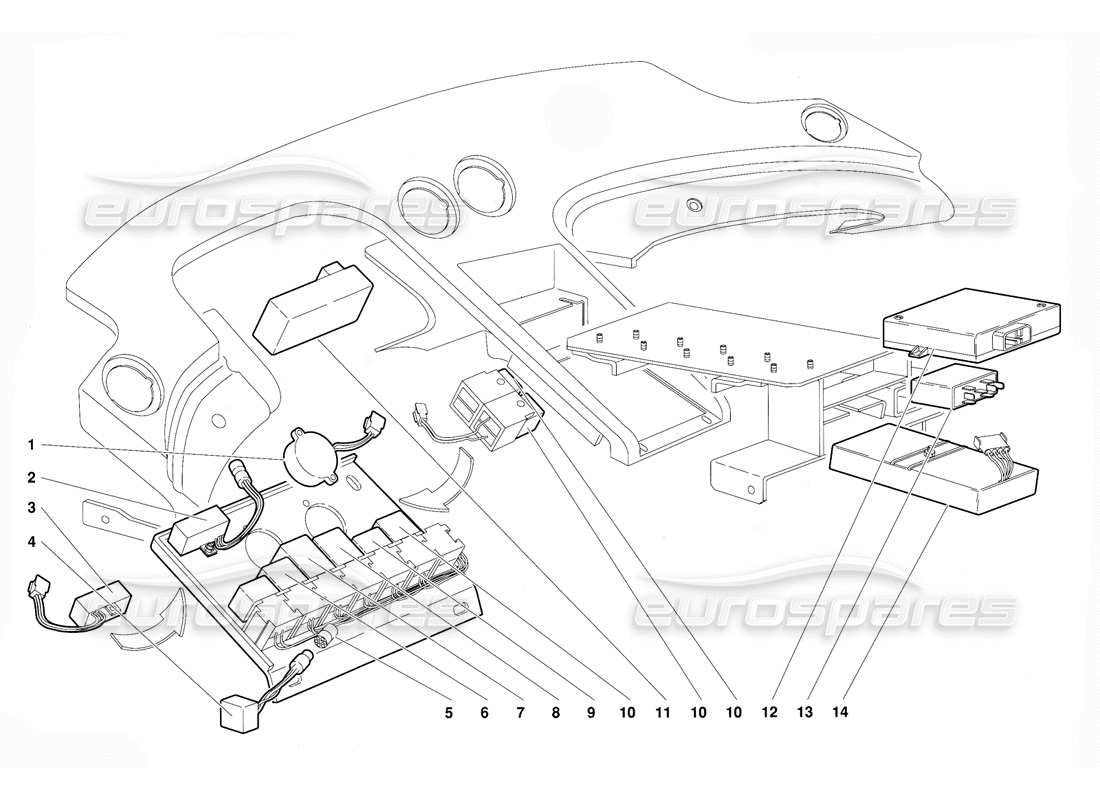 lamborghini diablo (1991) electrical system parts diagram