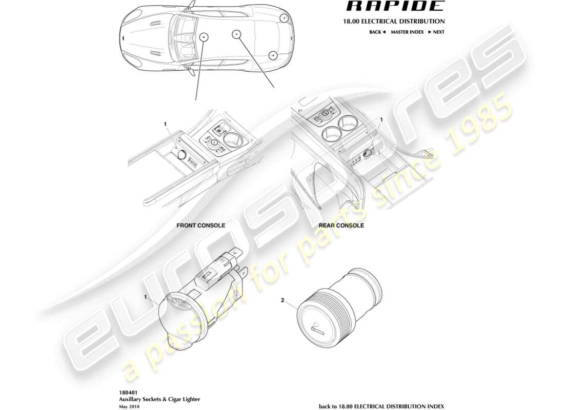 aston martin rapide (2017) auxillary sockets part diagram