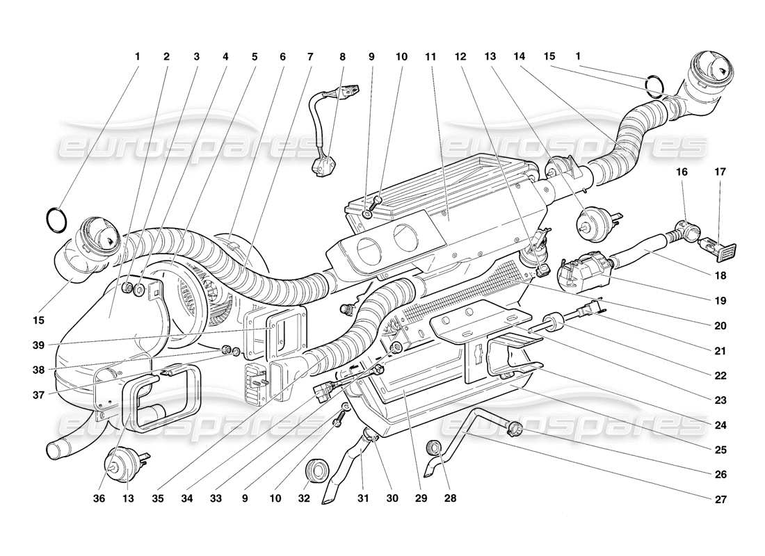 lamborghini diablo sv (1998) climate control parts diagram