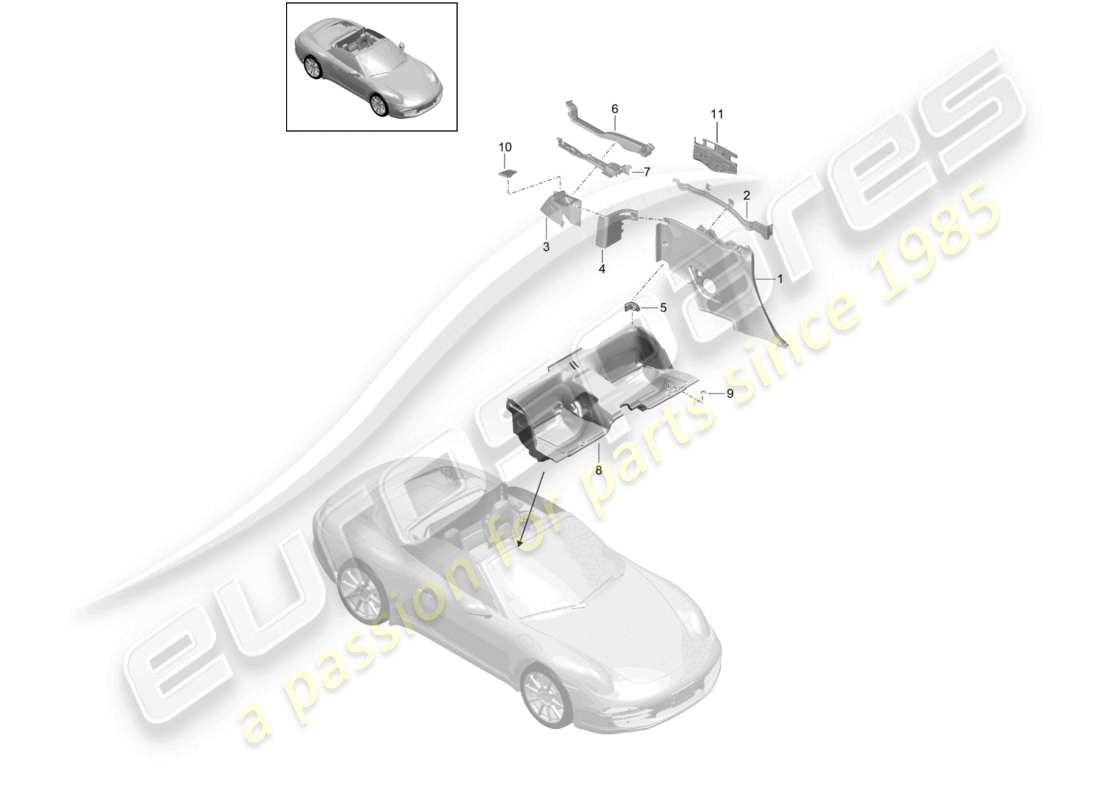 a part diagram from the porsche 2012 (991-1) parts catalogue