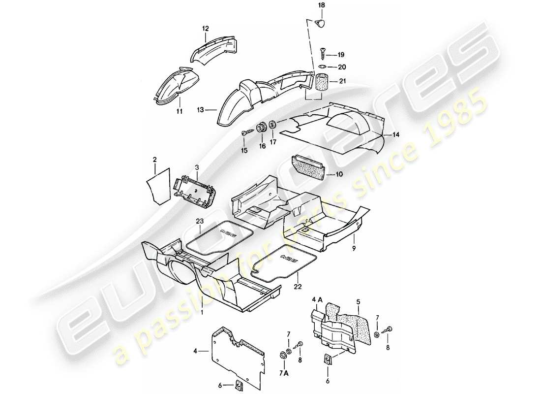 VIEW PARTS DIAGRAMS FROM THE PORSCHE 924 PARTS CATALOGUE a part diagram from the porsche 924 parts catalogue