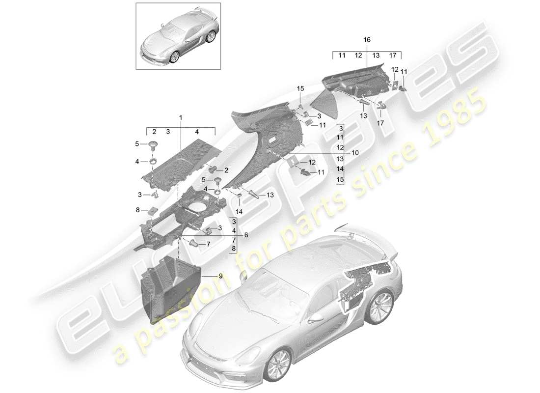 a part diagram from the porsche cayman parts catalogue