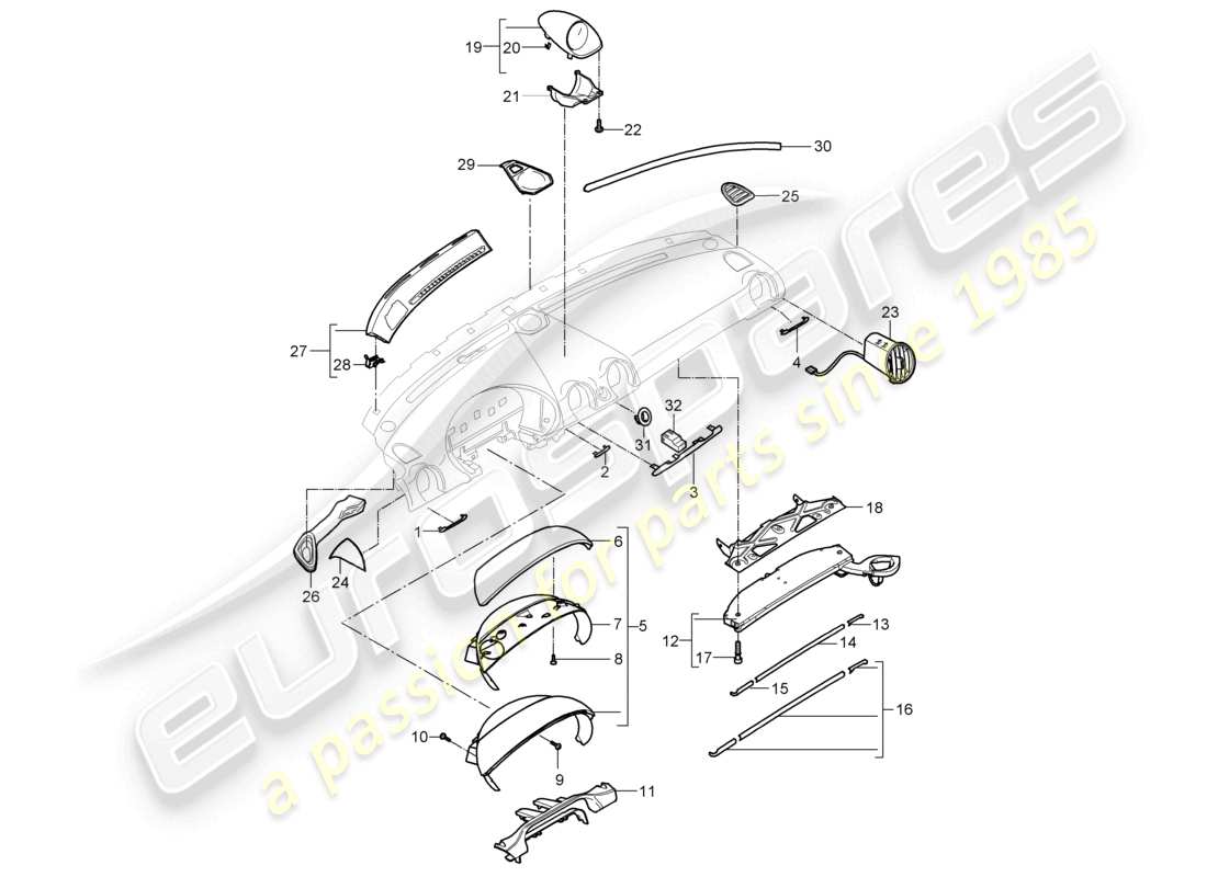 a part diagram from the porsche 2007 (987 boxster) parts catalogue
