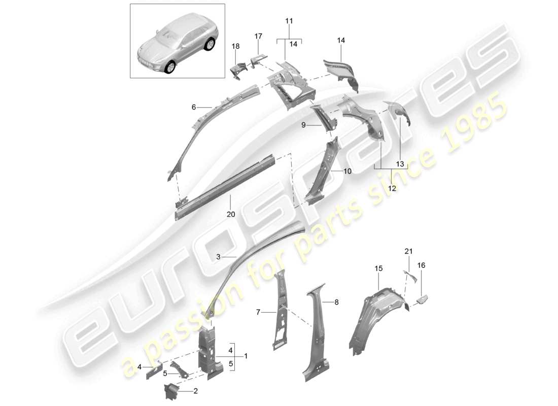 a part diagram from the porsche macan parts catalogue