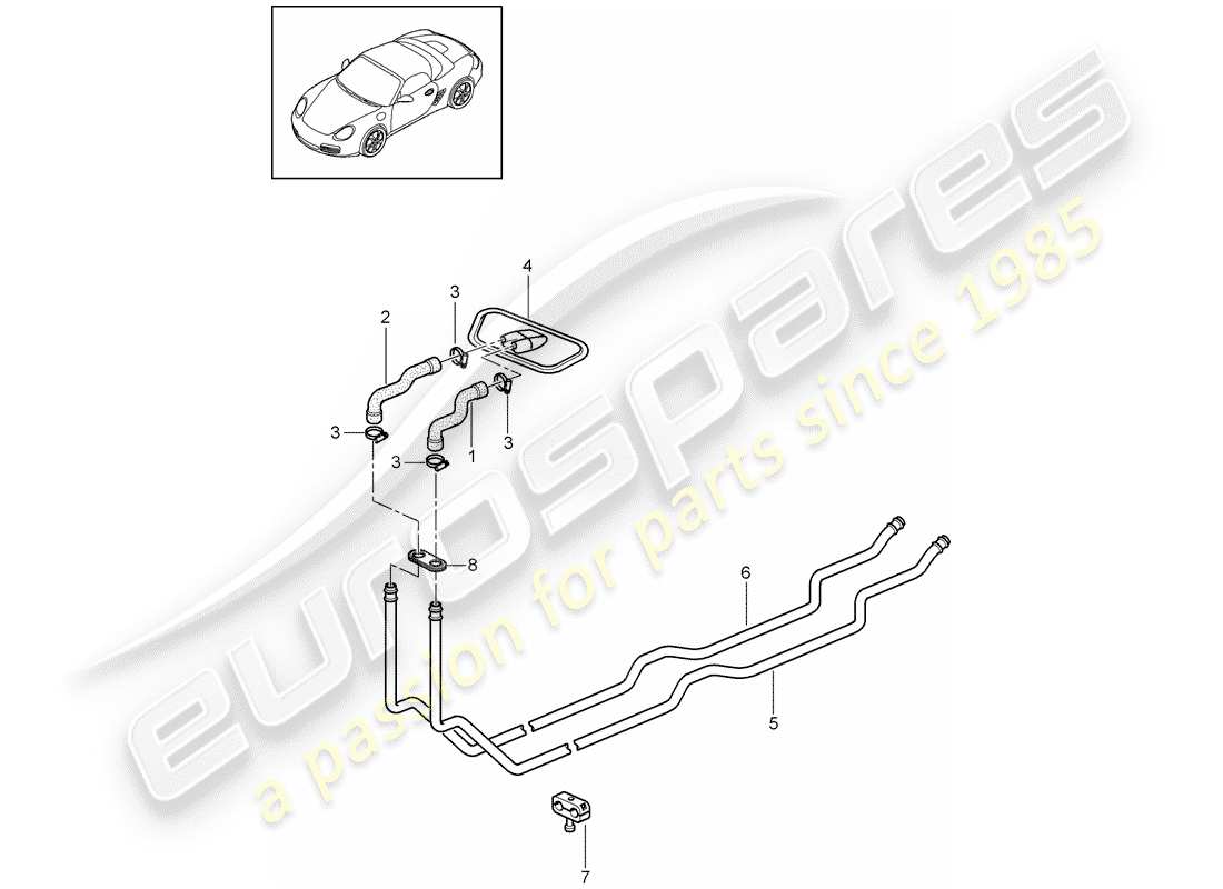 VIEW PARTS DIAGRAMS FROM THE PORSCHE BOXSTER PARTS CATALOGUE a part diagram from the porsche boxster parts catalogue