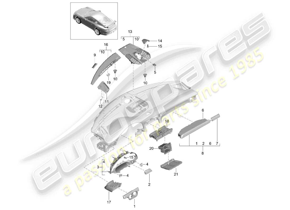 a part diagram from the porsche 991 parts catalogue