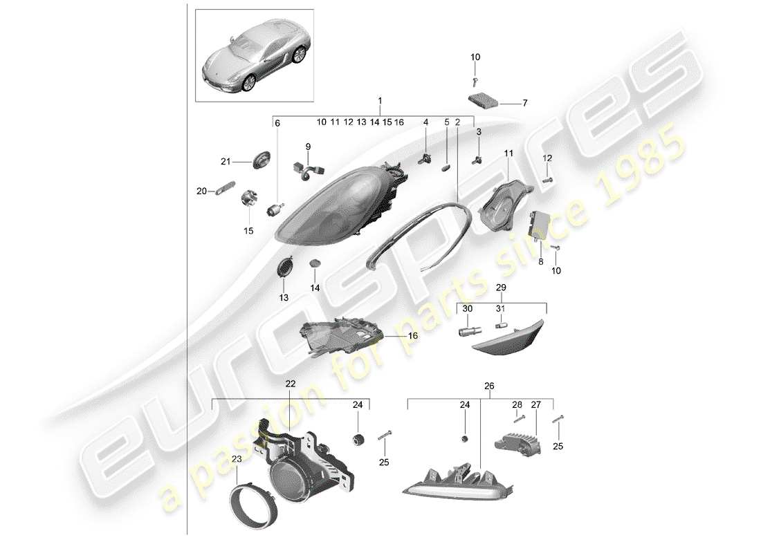 a part diagram from the porsche cayman parts catalogue