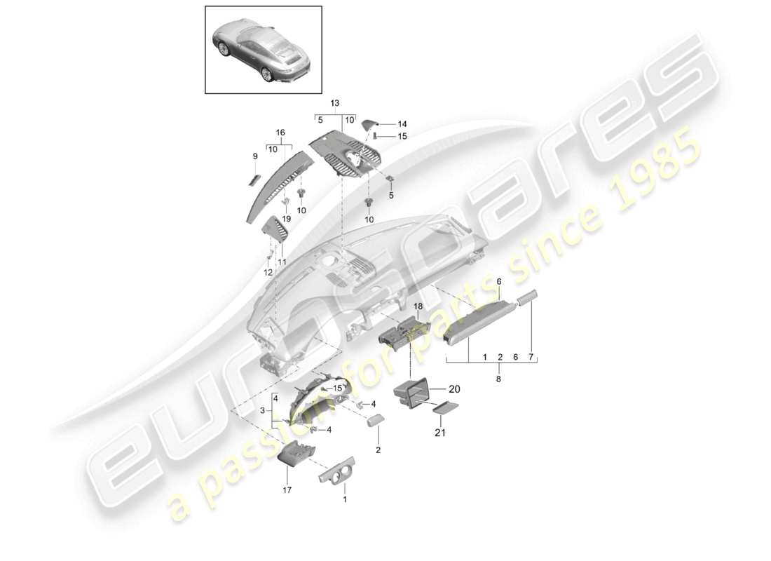 VIEW PARTS DIAGRAMS FROM THE PORSCHE 991 PARTS CATALOGUE a part diagram from the porsche 991 parts catalogue