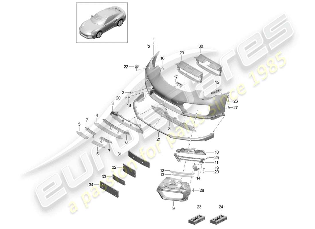 a part diagram from the porsche 2019 (991-2 turbo) parts catalogue