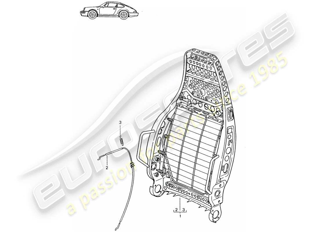a part diagram from the porsche 1990 (seats for 944/968/911/928) parts catalogue