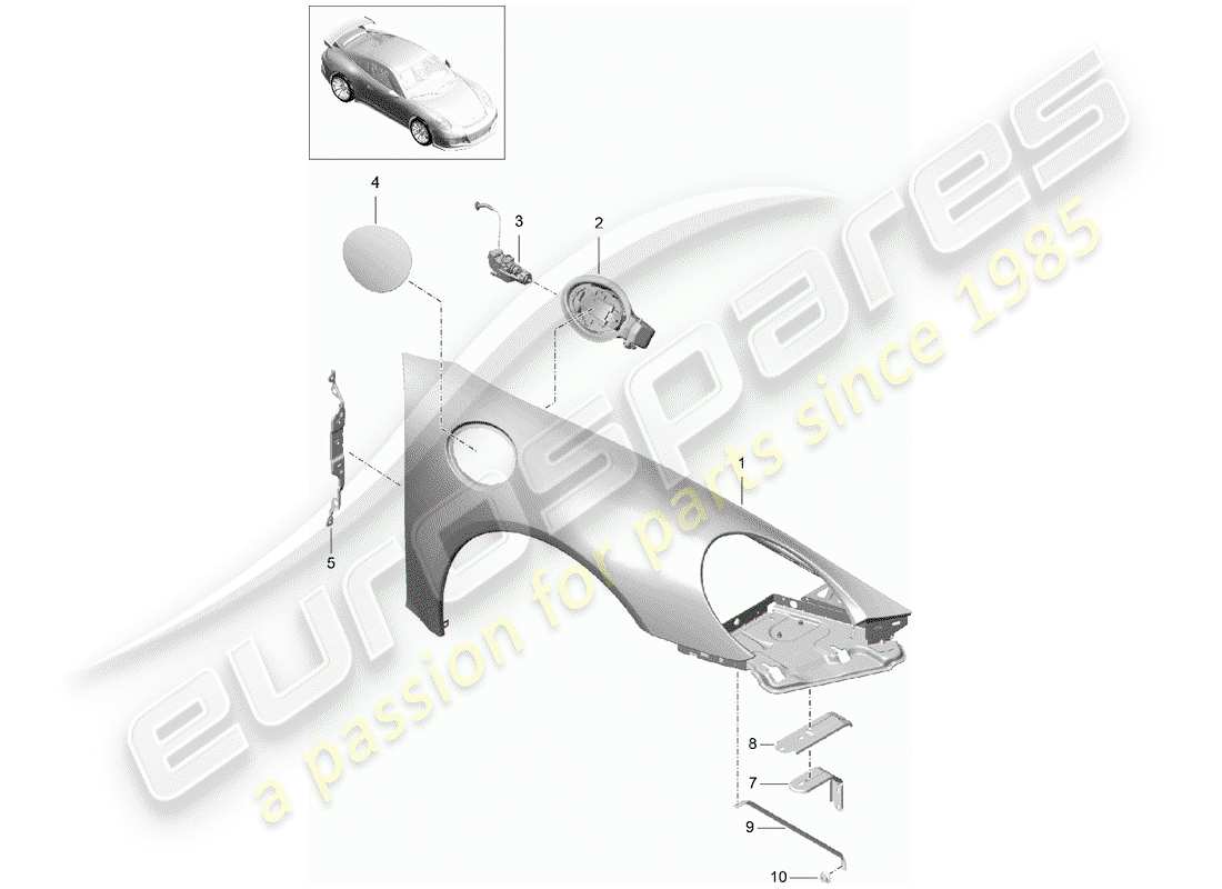 a part diagram from the porsche 2020 (991-2 r/gt3/rs) parts catalogue