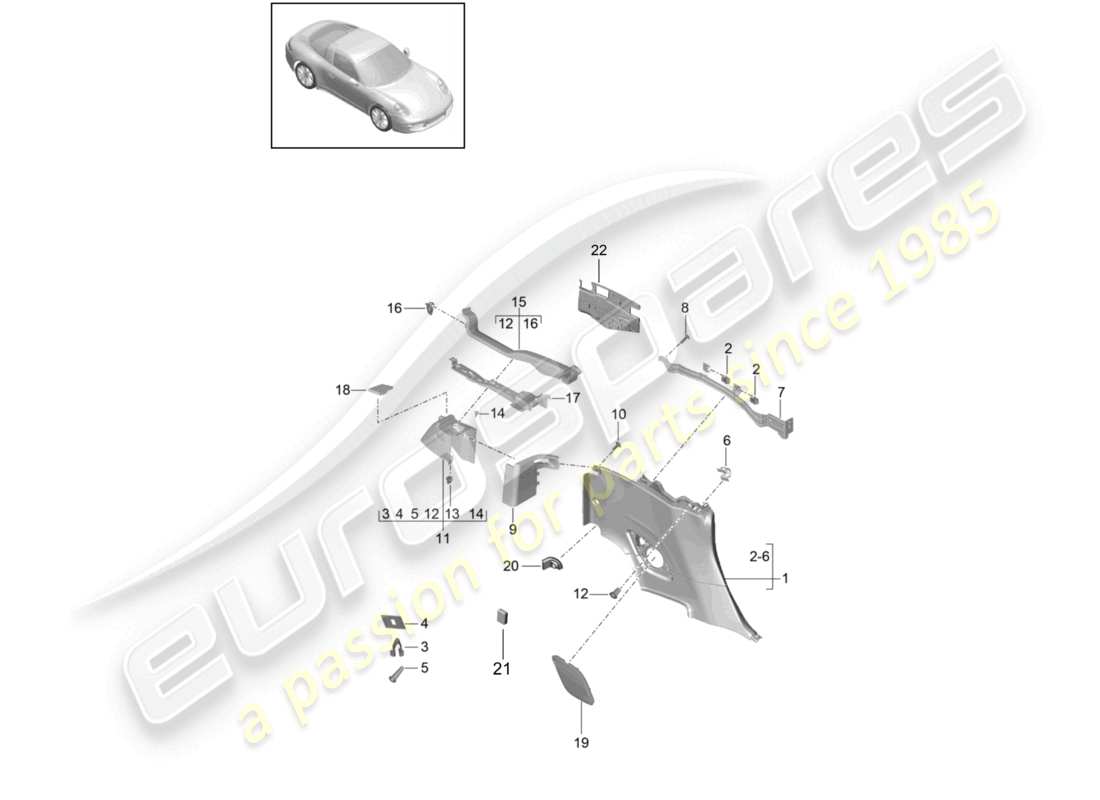 VIEW PARTS DIAGRAMS FROM THE PORSCHE 991 PARTS CATALOGUE a part diagram from the porsche 991 parts catalogue
