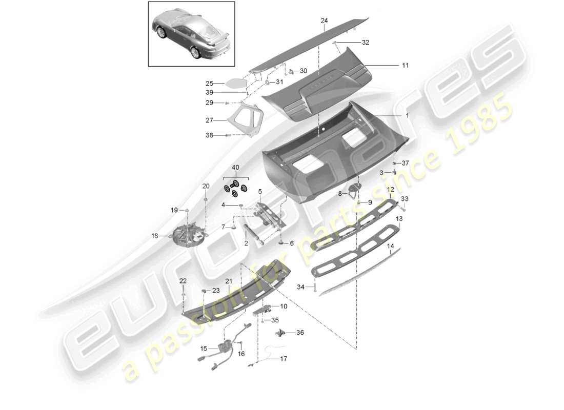 a part diagram from the porsche 991 parts catalogue