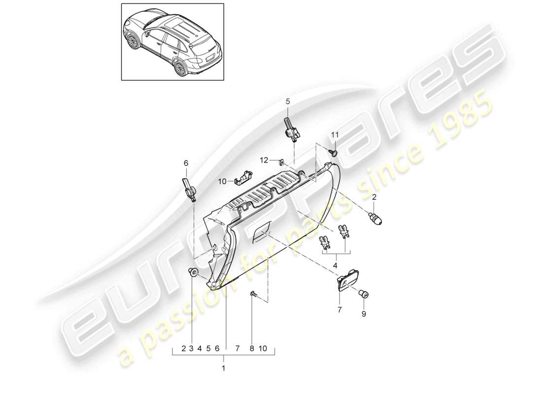 VIEW PARTS DIAGRAMS FROM THE PORSCHE CAYENNE PARTS CATALOGUE a part diagram from the porsche cayenne parts catalogue