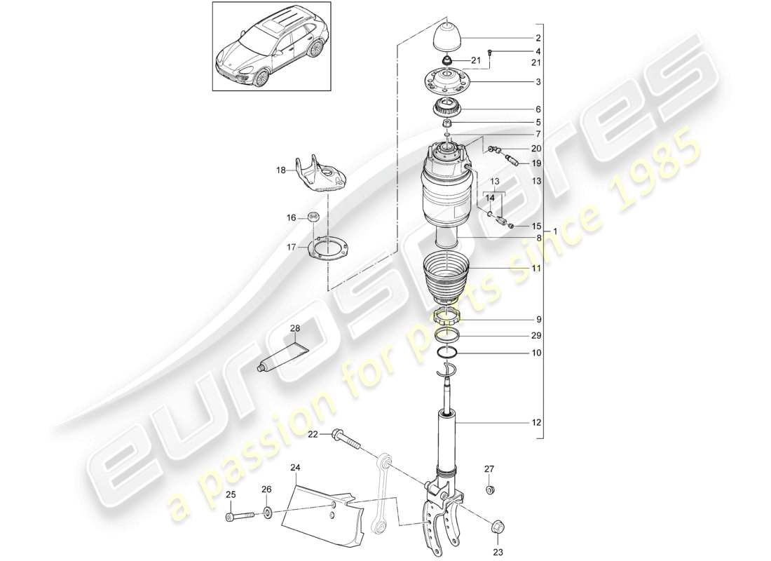 a part diagram from the porsche 2012 (cayenne e2 92a) parts catalogue