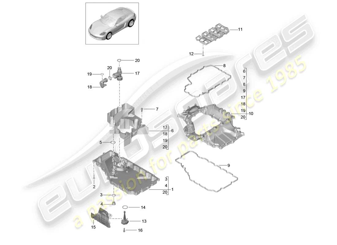a part diagram from the porsche 2018 (718 cayman) parts catalogue