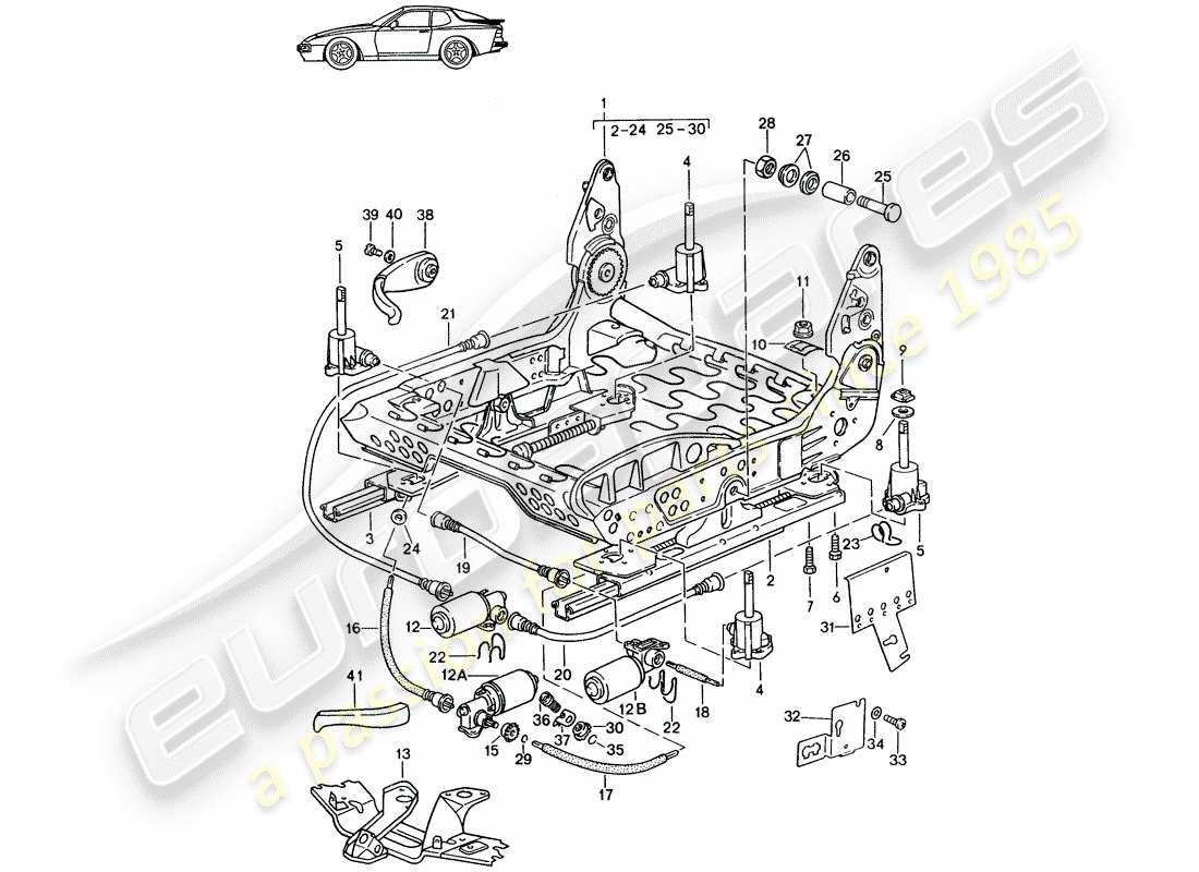 a part diagram from the porsche 1995 (seats for 944/968/911/928) parts catalogue