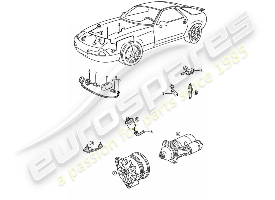 a part diagram from the porsche 928 parts catalogue