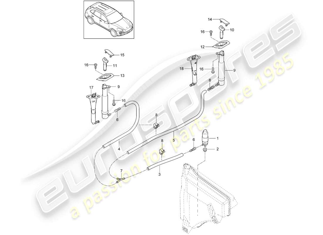 a part diagram from the porsche 2016 (cayenne e2 92a) parts catalogue
